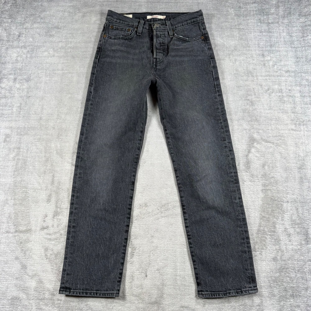 Levi's Premium Jeans Women 24 Black Wedgie Straight Faded High Rise Button Fly
